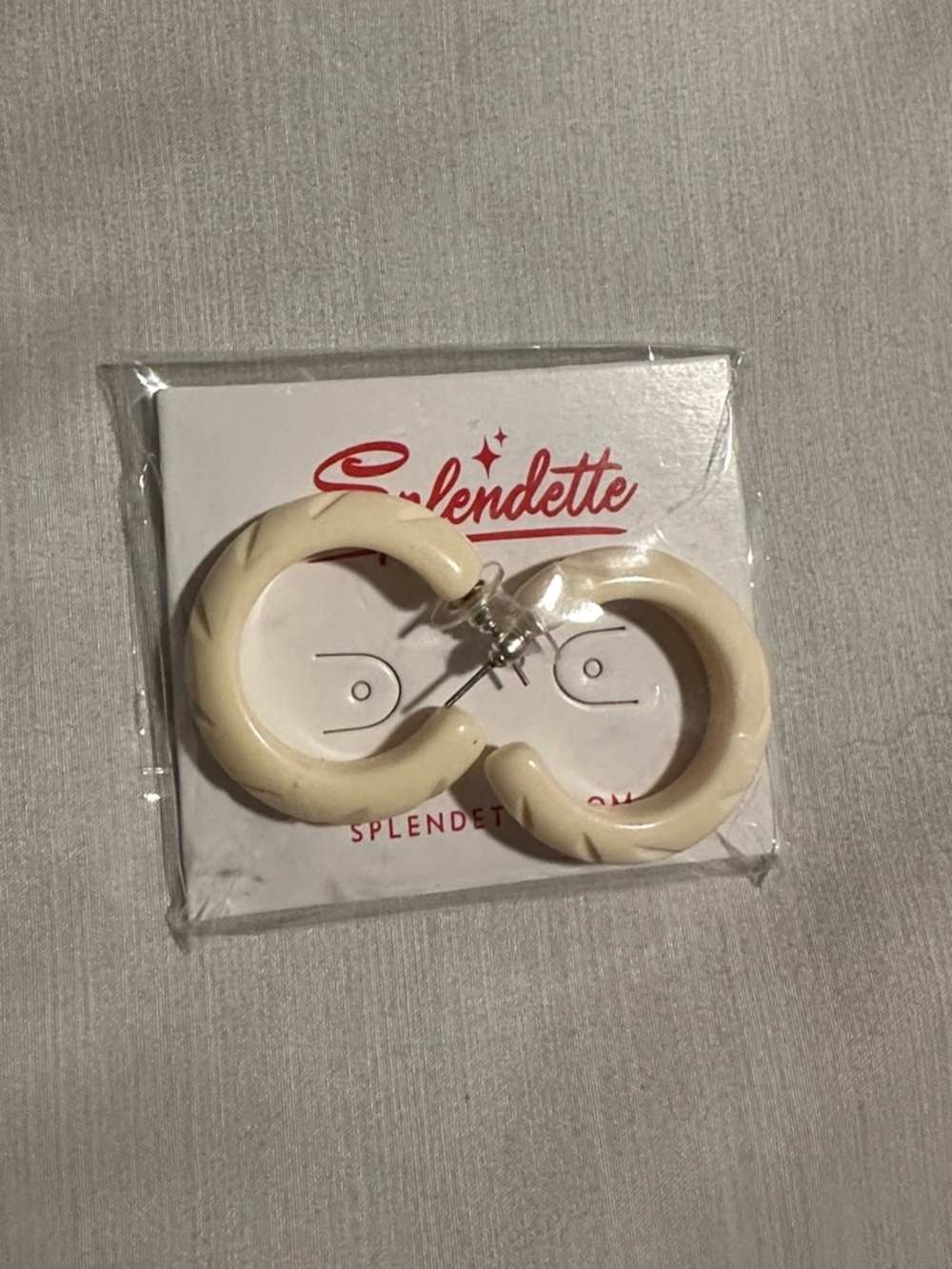 Splendette Cream Hoop Hair Earrings - Chunky Curved Hoops